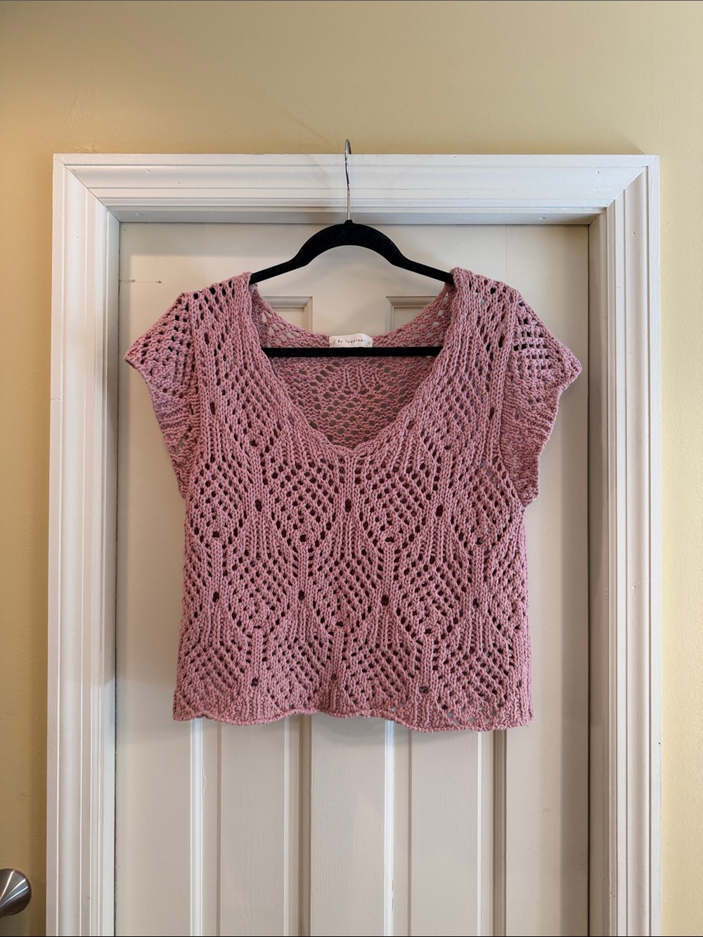 By Together Dusty Pink Open-Knit Sweater Top